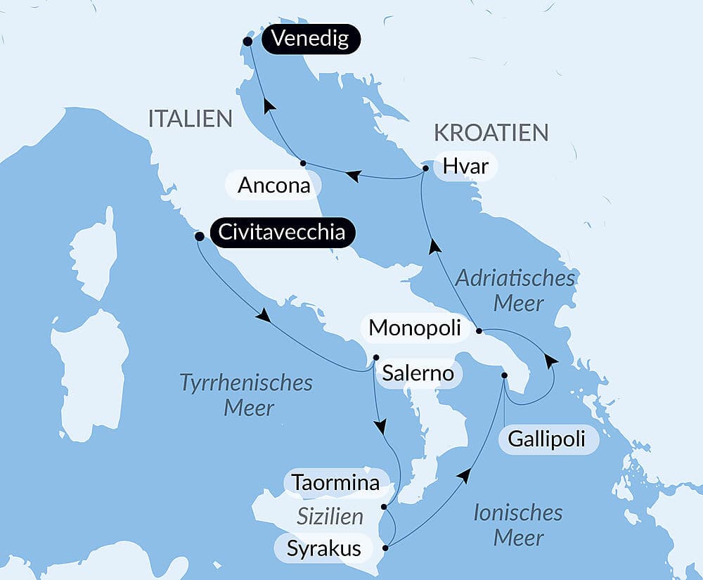 Rivages légendaires d’Italie et de Croatie