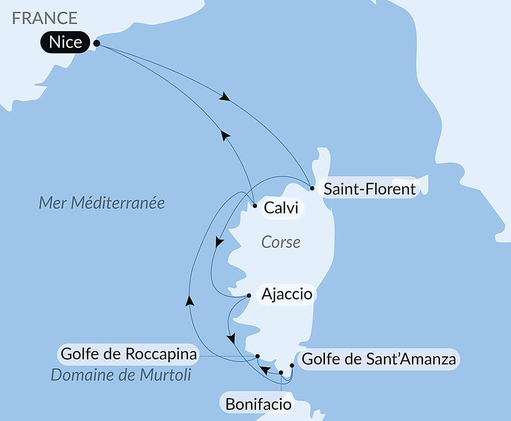 Rivages corses sous les voiles du Ponant